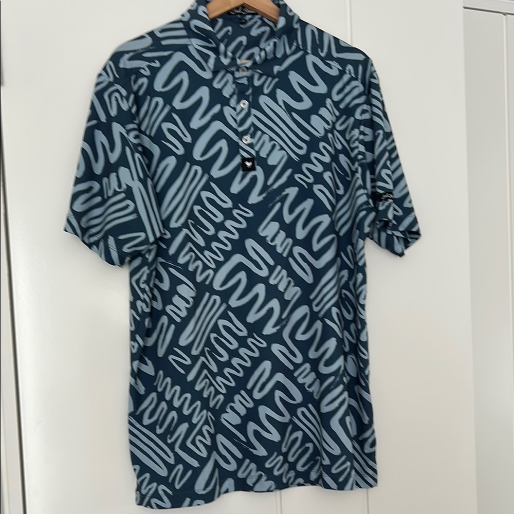 Men's Blue Patterned Bad Birdie Golf Shirt